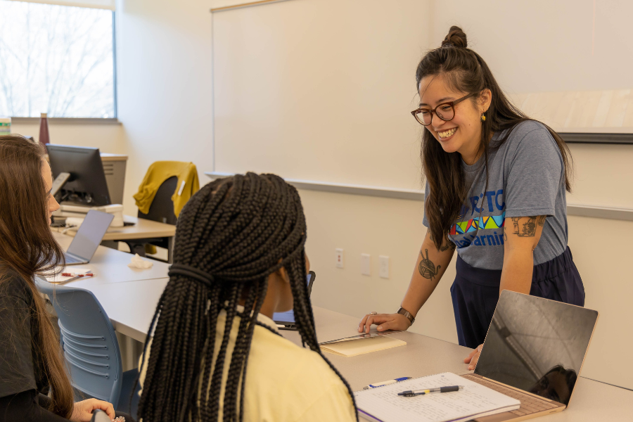 a bctc instructor smiling at students
